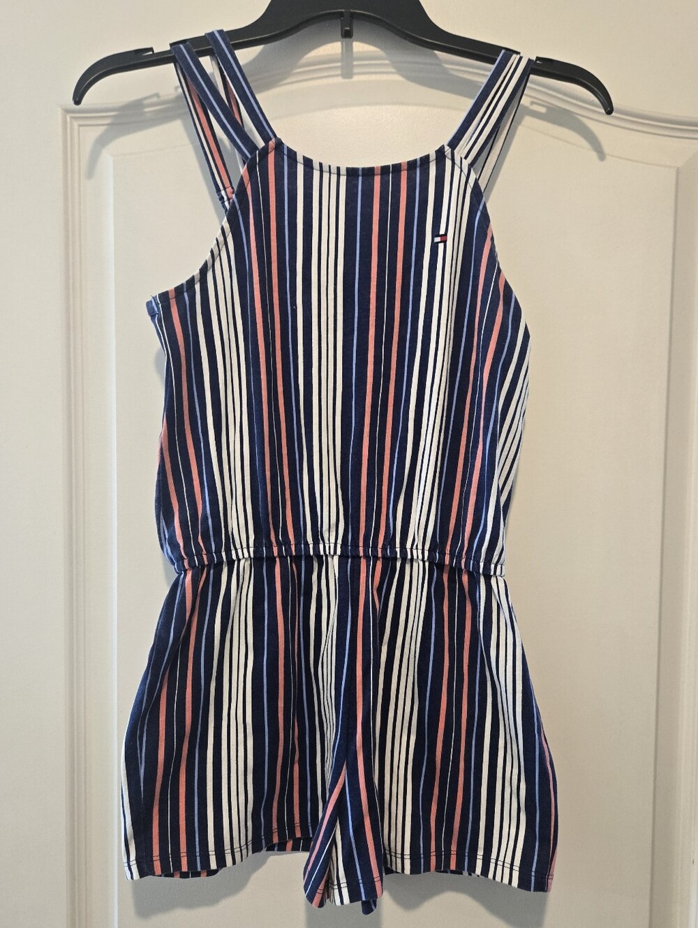 Tommy Hilfiger Navy, White & Pink Striped Girls' Romper